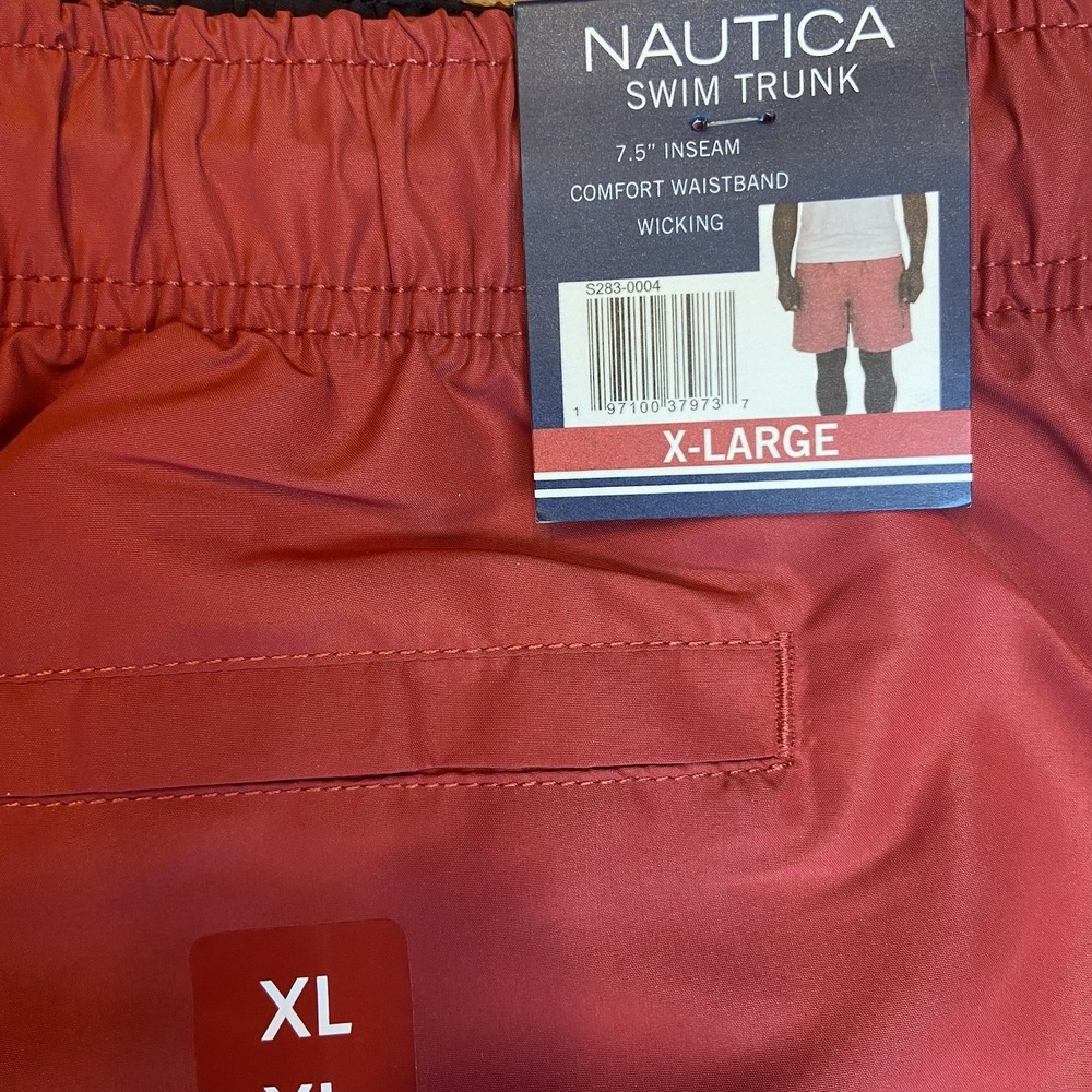 Nautica Swim Trunk Shorts Mens Size XL Red Classic Fit Moisture Wicking 7.5 New‎ - Picture 7 of 8